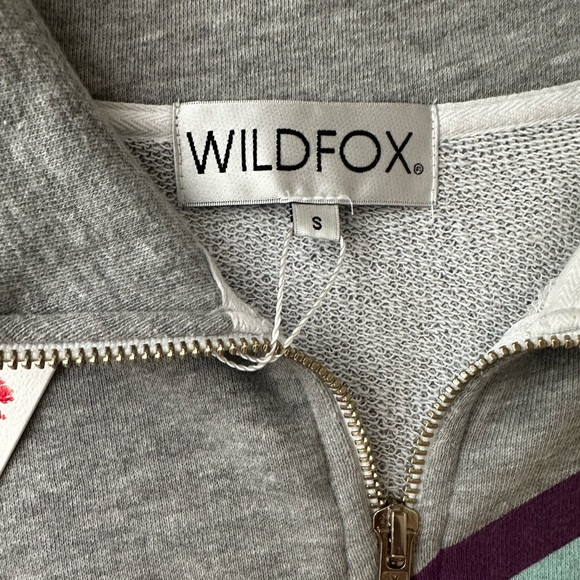 NWT Wildfox Knit Rainbow Cropped Quarter Zip Long Drop Shoulder Sleeve Pullover - Picture 5 of 6